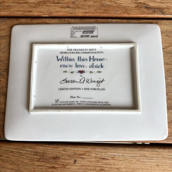 Susan Winget Plate "Within this Home may love abide" Franklin Mint Edition - Picture 6 of 8